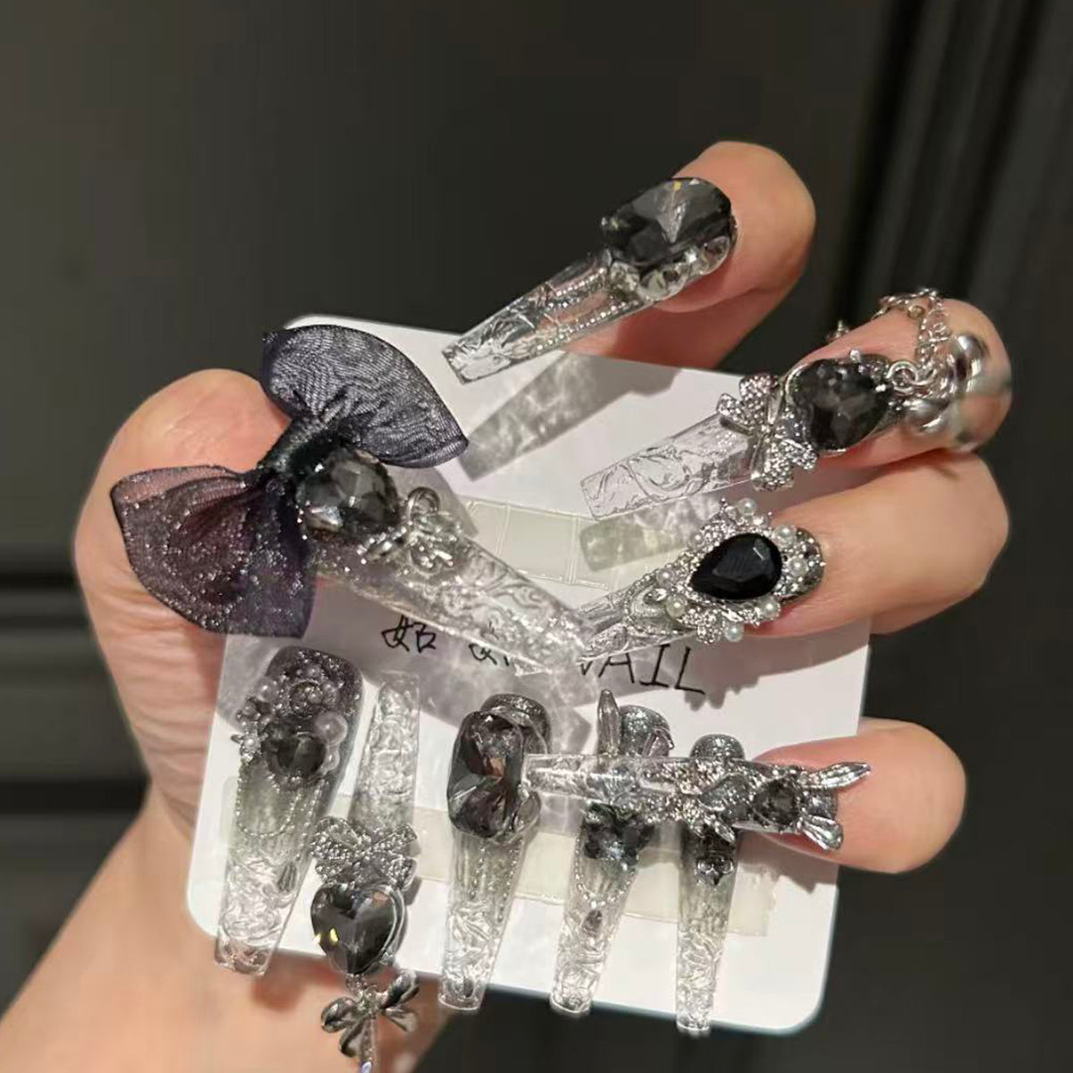 Original handmade wearable nails, crushed ice, pure desire style manicure, handmade exquisite butterfly heavy industry nails