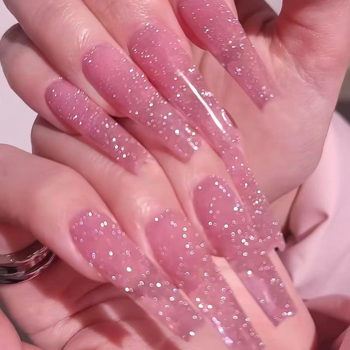 New year pink diamond european and american ins hot girl long manicure detachable reusable wearable handmade nails