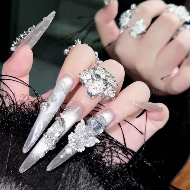Cat's eye wears long nail, light luxury, high-end handmade bridal nail patch, butterfly exquisite wear nail art