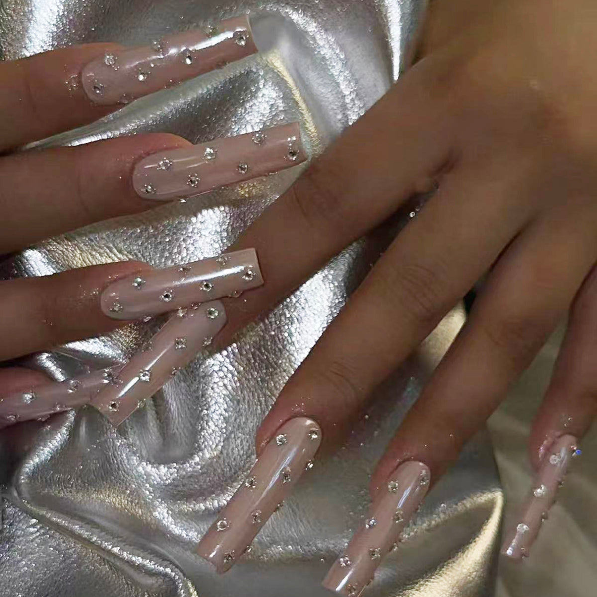 Sweetheart sparkle new heavy-duty press-on nails, hot girl pink, handmade, subculture, extra long