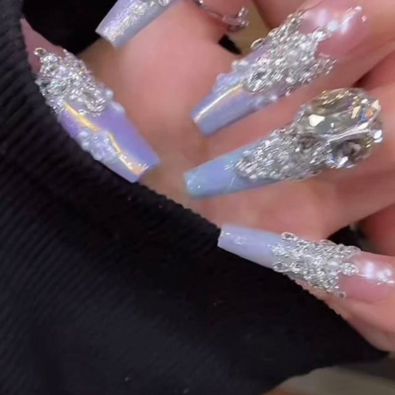 Handmade manicure wearing nail flash diamond cat eye French whitening manicure sticker