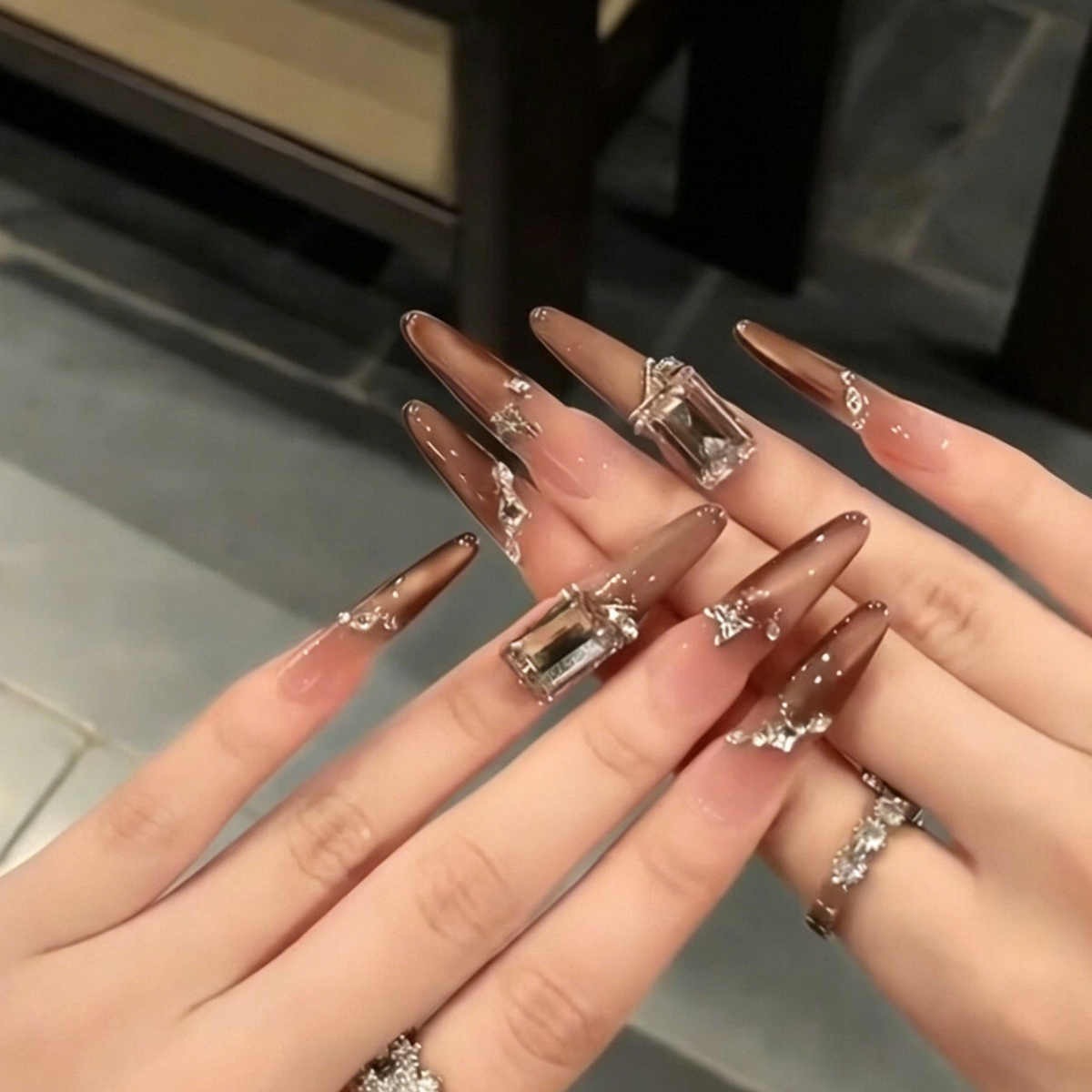 Wear armor fall and winter cat eye thin dog easiest for matchlongclassy lady elegant pile diamond pearlescent manicure whitening detachable