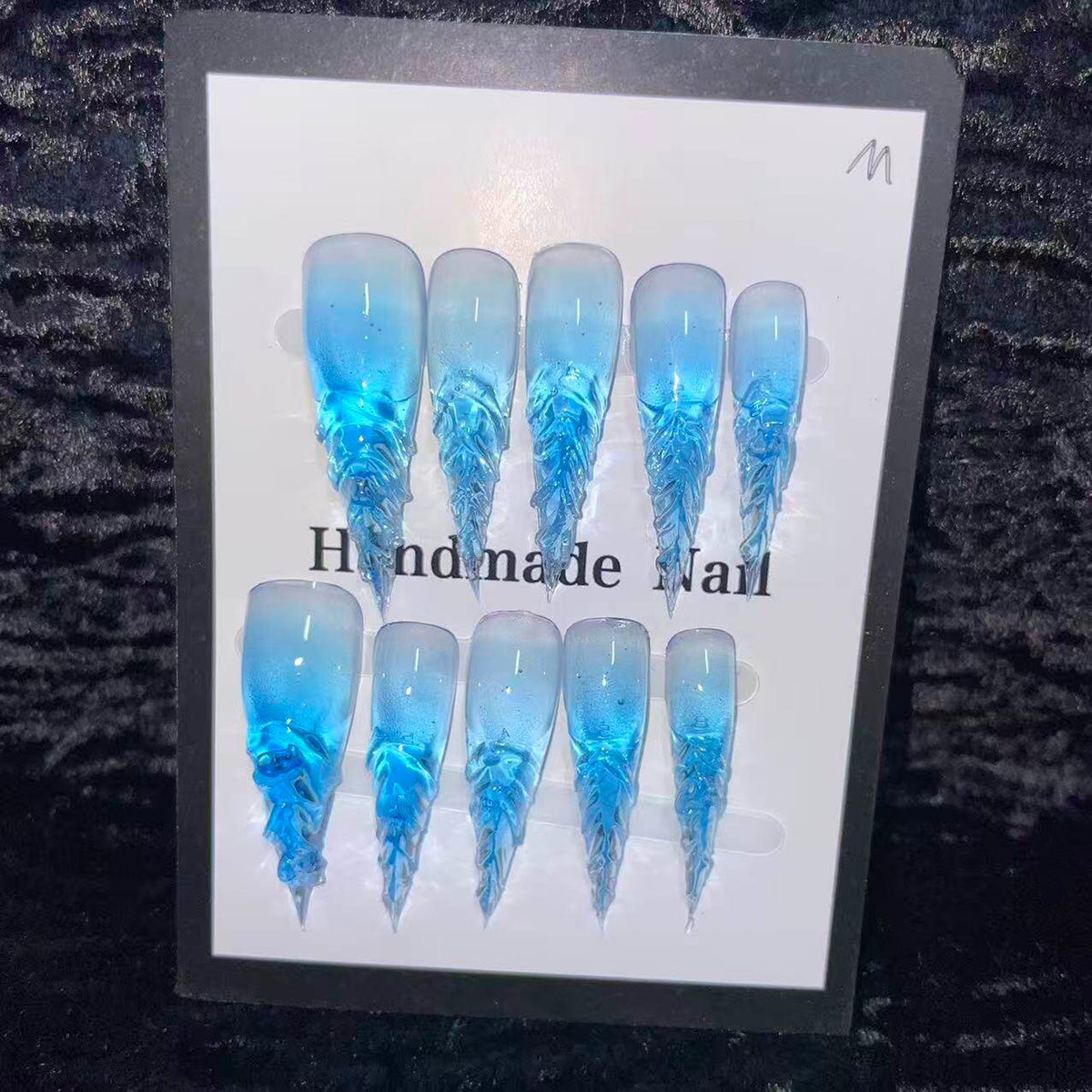 Glacier glazed transparent blue super cool dragon claw manicure white super long beast armor dragon armor wolf claw cat claw handmade wear armor