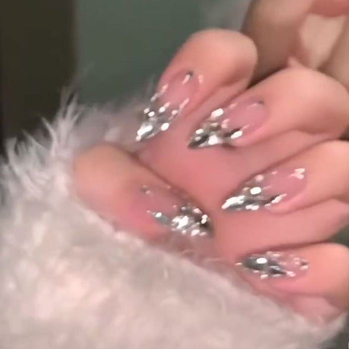 Explosive Nail Art Bright Galaxy Handmade Nail Wear New Year's Welfare Long White Versatile Gentle Nail Art