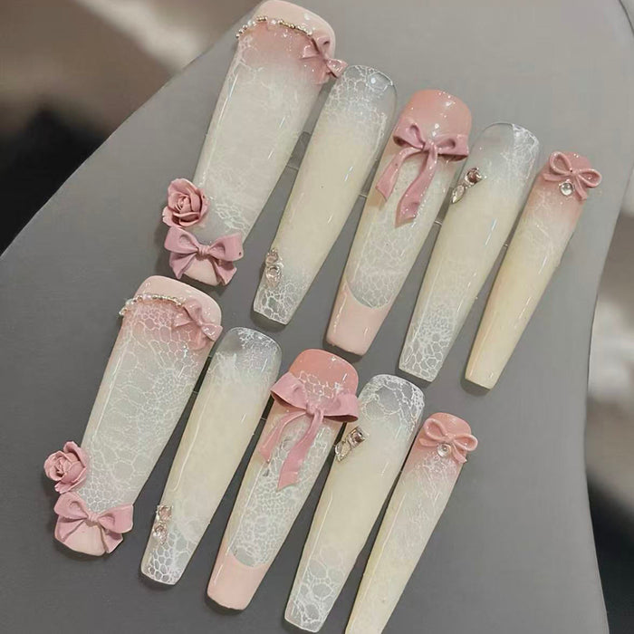 New European and American niche high-end beautiful handmade heavy industry super long nail wear nail