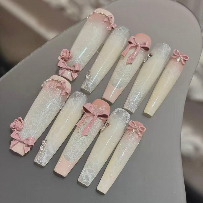 New European and American niche high-end beautiful handmade heavy industry super long nail wear nail