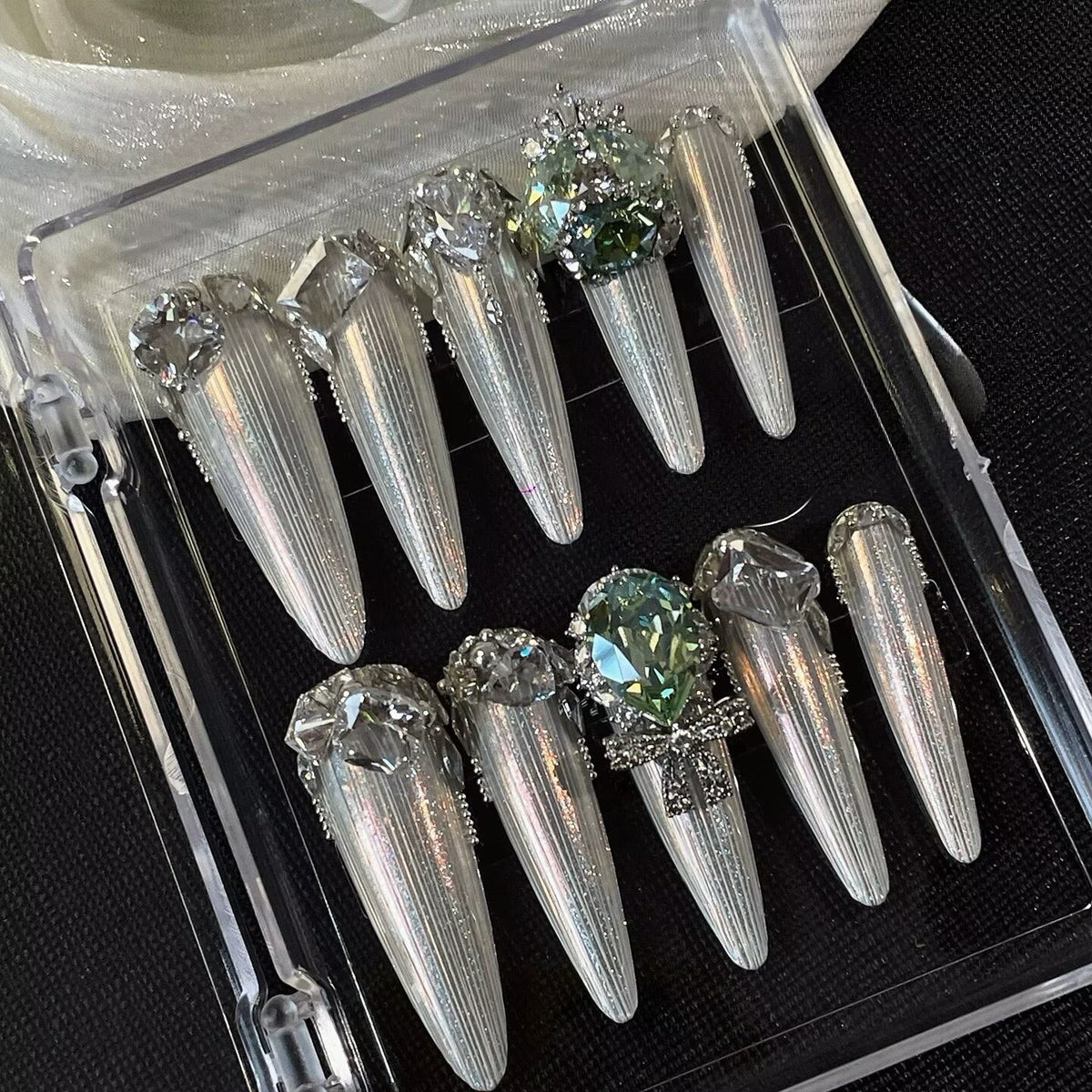 Luxury bridal nails: handmade custom press-on nails, high-end luxury removable nail art