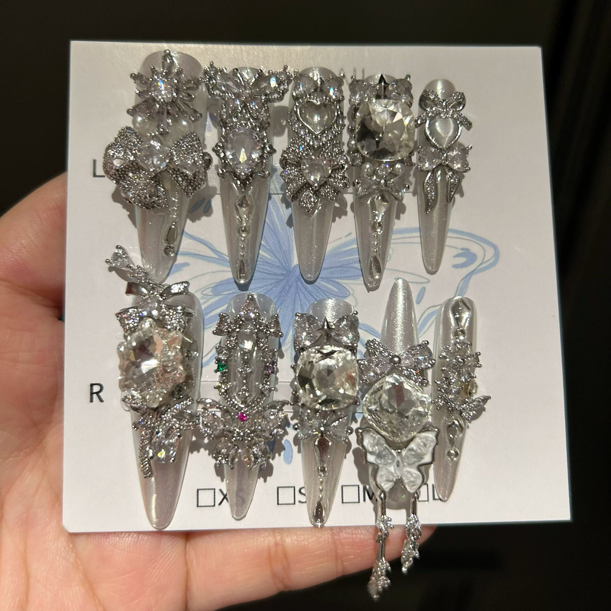 Milky way full zirconia dongzhou diamond niche design handmade press-on nails high-end heavy-duty full diamond handmade nail art