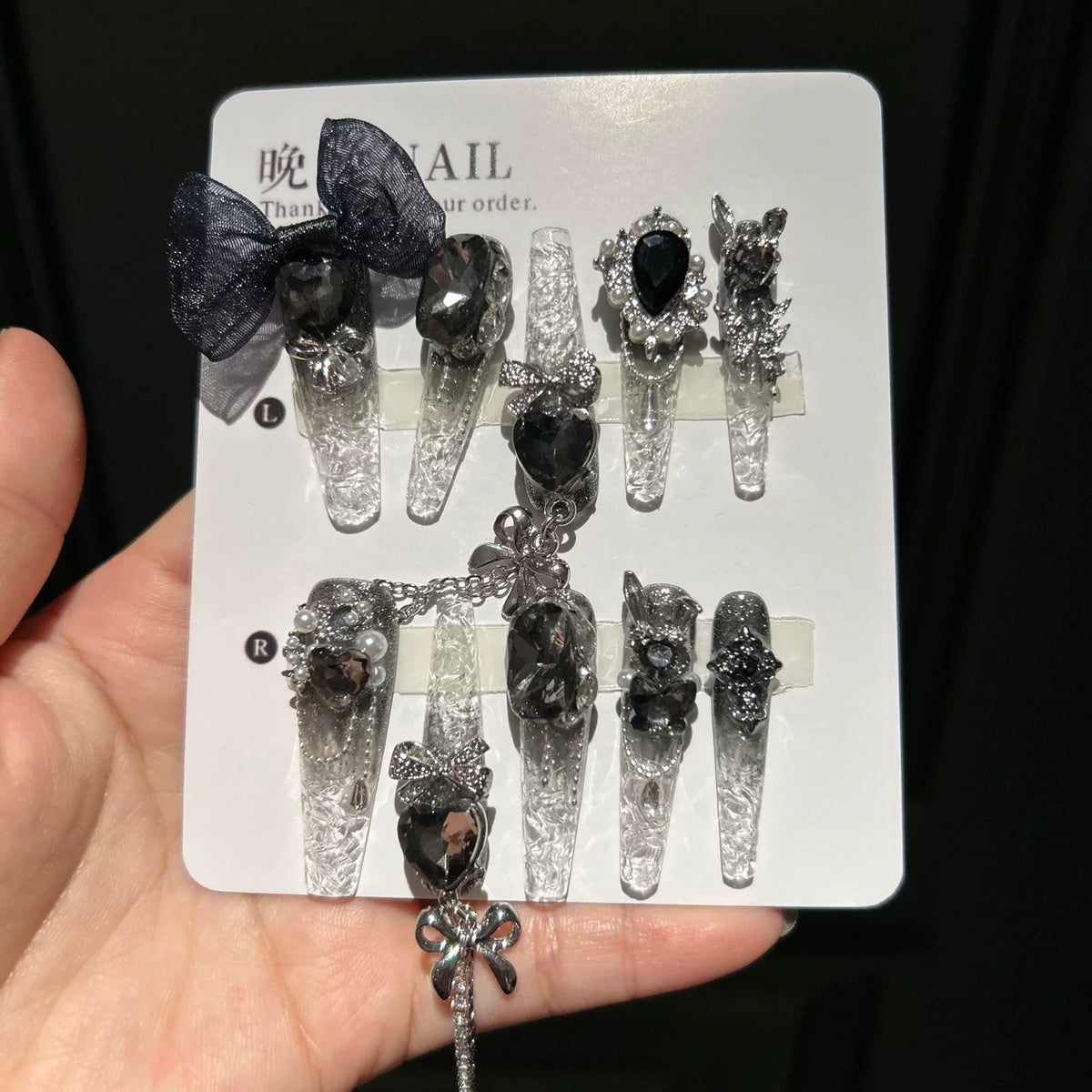 Original handmade wearable nails, crushed ice, pure desire style manicure, handmade exquisite butterfly heavy industry nails