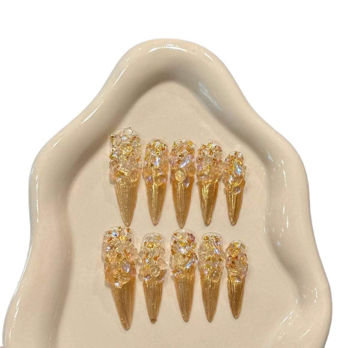 Yongye xinghe mirror demon's same style manicure golden palace style thin dog pointed long wear nail patch
