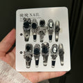 Handmade press-on nails: spicy girl manicures, premium heavy-duty dark art, quicksand & glitter styles - perfect for halloween!