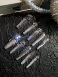 Himalayan crocodile pattern accessible luxury zircon k9 diamond classy handmade wearable nails personalized detachable nails manicure nails