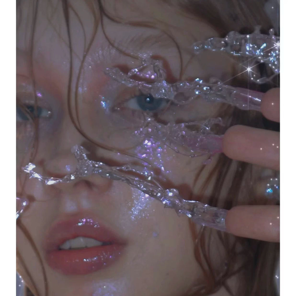 New long water droplet nail piece transparent water droplet wearing armor Internet celebrity shooting photo props hand jewelry fingernail decoration