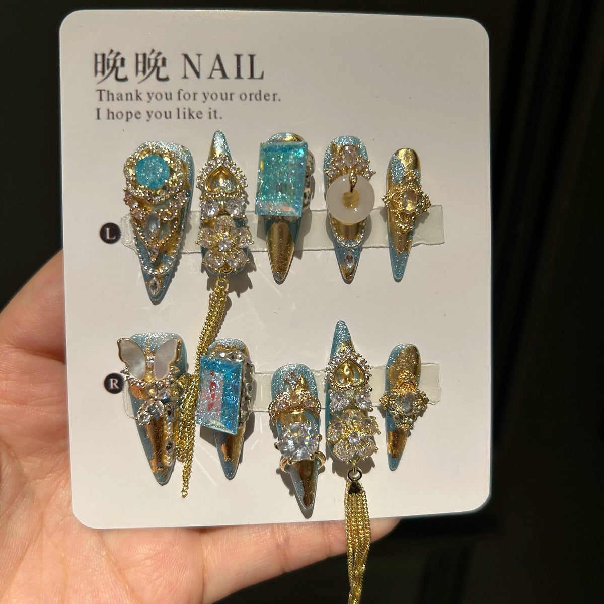 Crushed ice flower diamond full zircon jewelry handmade wearable nails full diamond luxury full zircon heavy industry handmade manicure