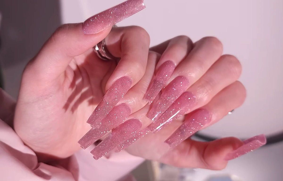 New year pink diamond european and american ins hot girl long manicure detachable reusable wearable handmade nails