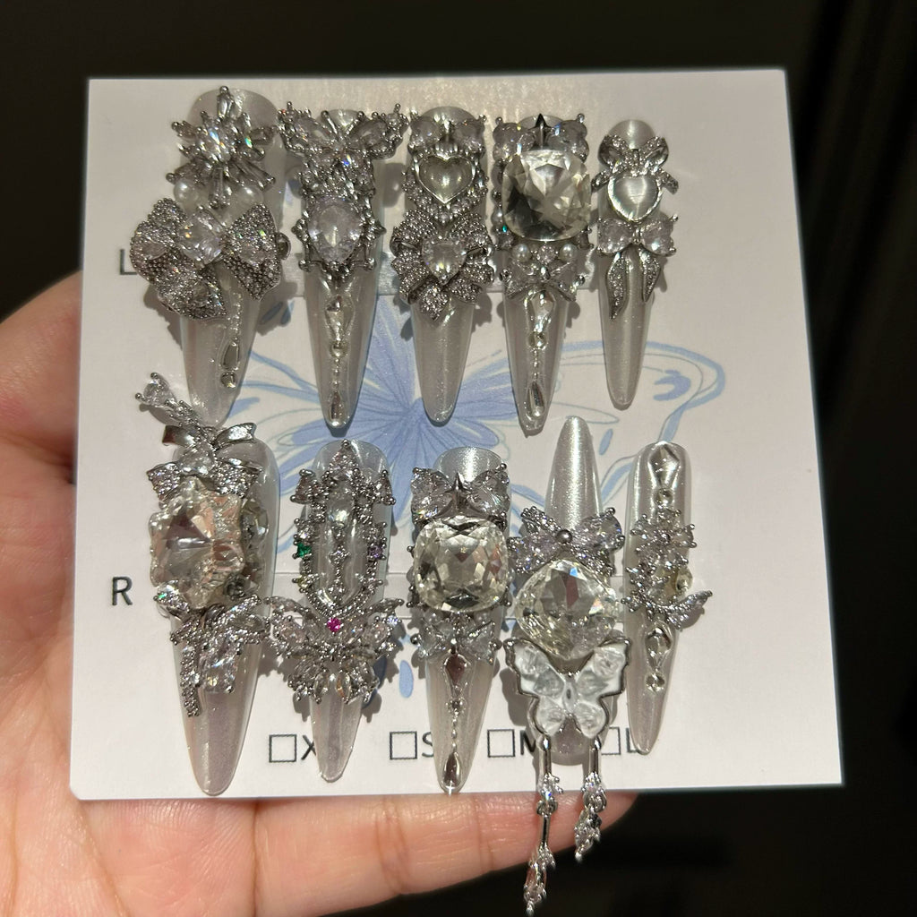 Milky way full zirconia dongzhou diamond niche design handmade press-on nails high-end heavy-duty full diamond handmade nail art