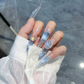 Purely handmade armor blue cat eye star zircon diamond pearl broken diamond blue diamond whiteelegant thin dog long pointed fall and winter