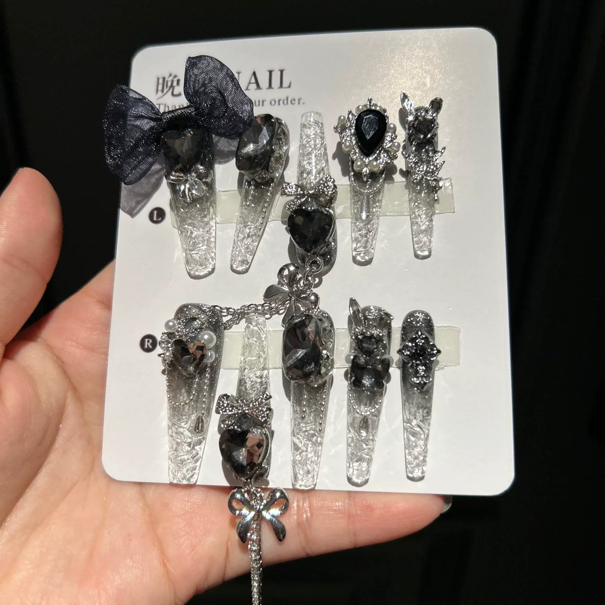 Original handmade wearable nails, crushed ice, pure desire style manicure, handmade exquisite butterfly heavy industry nails