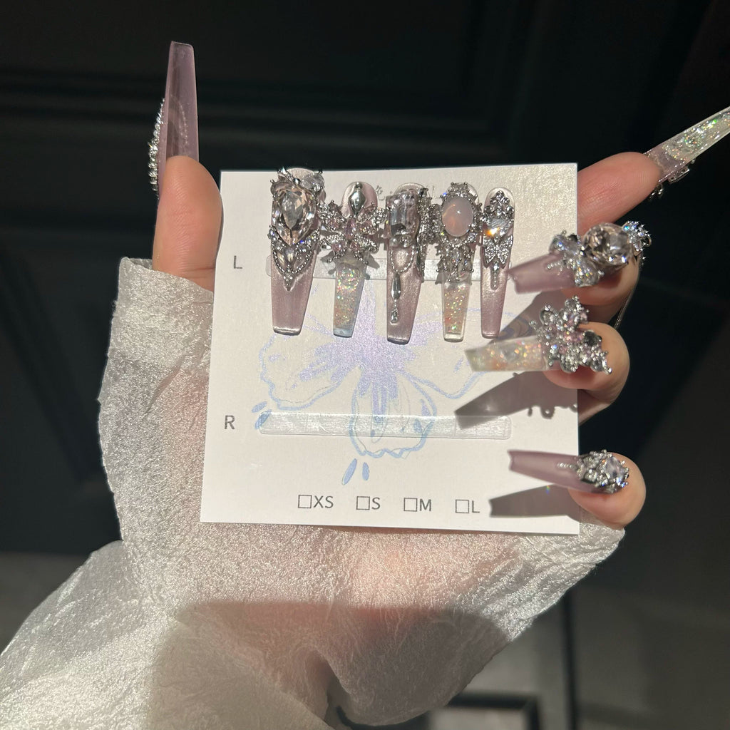 Liquid zirconia jewelry, handmade press-on nails, quicksand nail art, handmade original fairy style