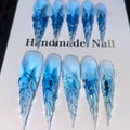 Glacier glazed transparent blue super cool dragon claw manicure white super long beast armor dragon armor wolf claw cat claw handmade wear armor
