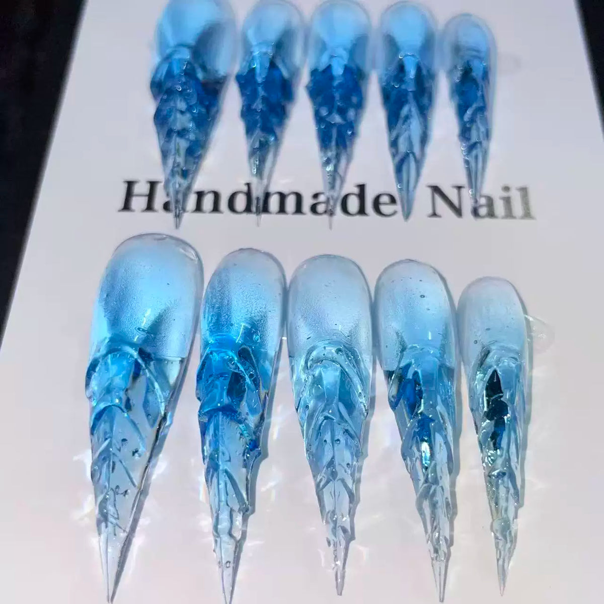 Glacier glazed transparent blue super cool dragon claw manicure white super long beast armor dragon armor wolf claw cat claw handmade wear armor
