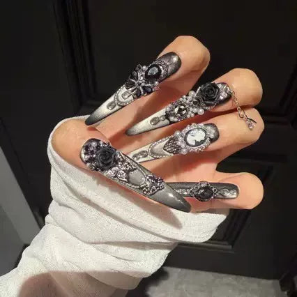 Dark Charm Pure Handmade Wear Nail High Sense Luxury Heavy Industry Nail Patch Fake Nail Patch Removable