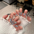 Spring new arrivals: dreamy ocean blue smiling french cat eye premium handmade press-on nails