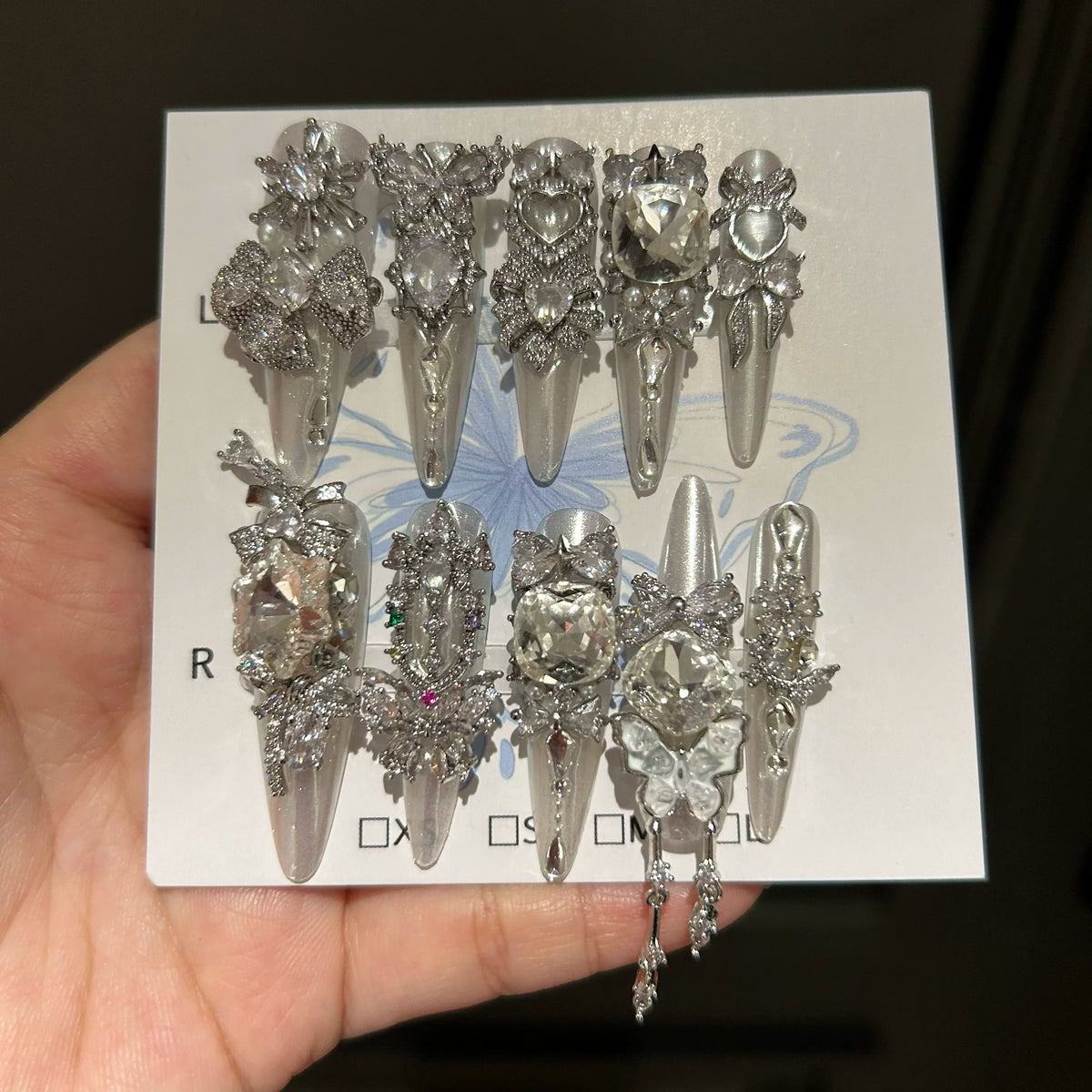 Milky way full zirconia dongzhou diamond niche design handmade press-on nails high-end heavy-duty full diamond handmade nail art