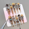 Dry roses, glass, broken ice, sparkling luxury big diamond chain, purely hand-worn armor removable patch