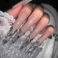 Pure handmade full-diamond French daughter gold flash nails removable wedding nail light luxury whitening advanced nail art wearing temperament