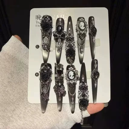Dark Charm Pure Handmade Wear Nail High Sense Luxury Heavy Industry Nail Patch Fake Nail Patch Removable