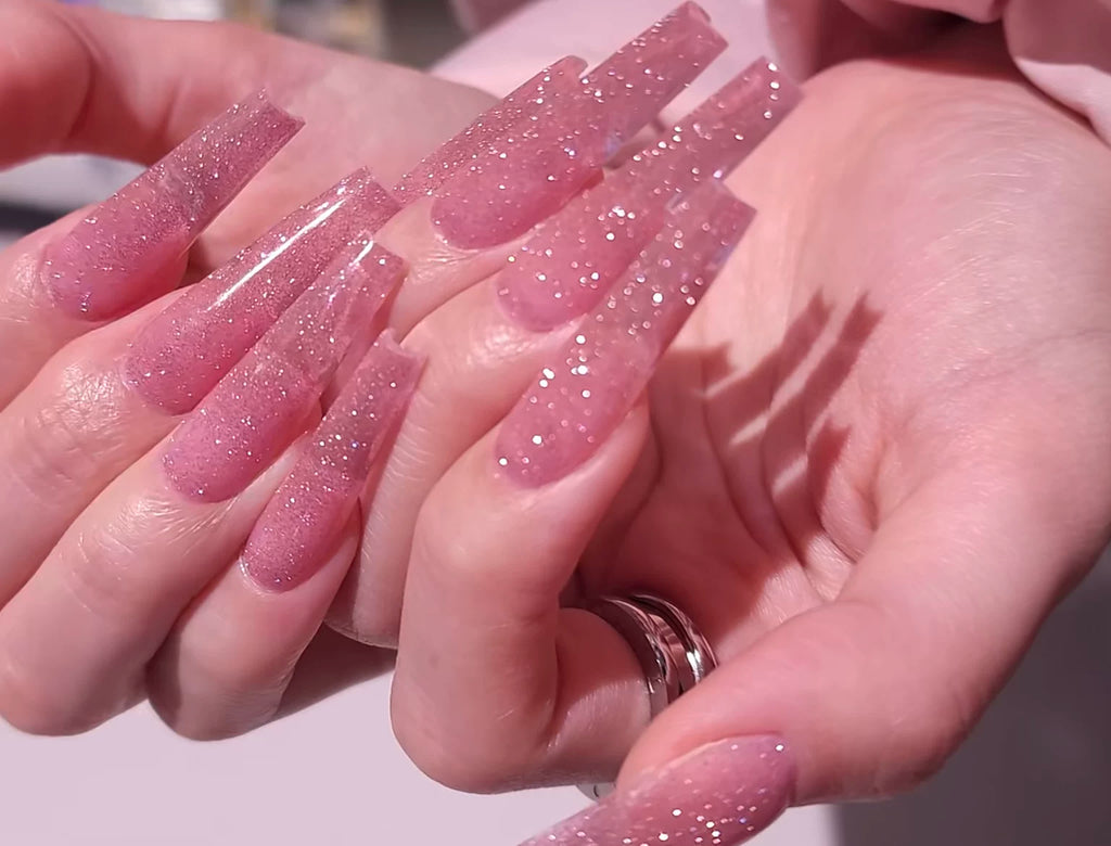 New year pink diamond european and american ins hot girl long manicure detachable reusable wearable handmade nails