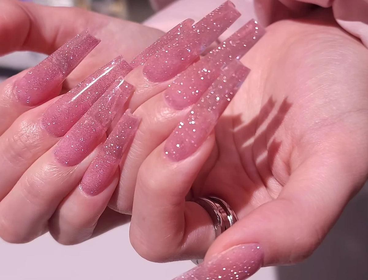 New year pink diamond european and american ins hot girl long manicure detachable reusable wearable handmade nails