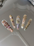 Original handmade press-on nails: baroque vintage court style manicure