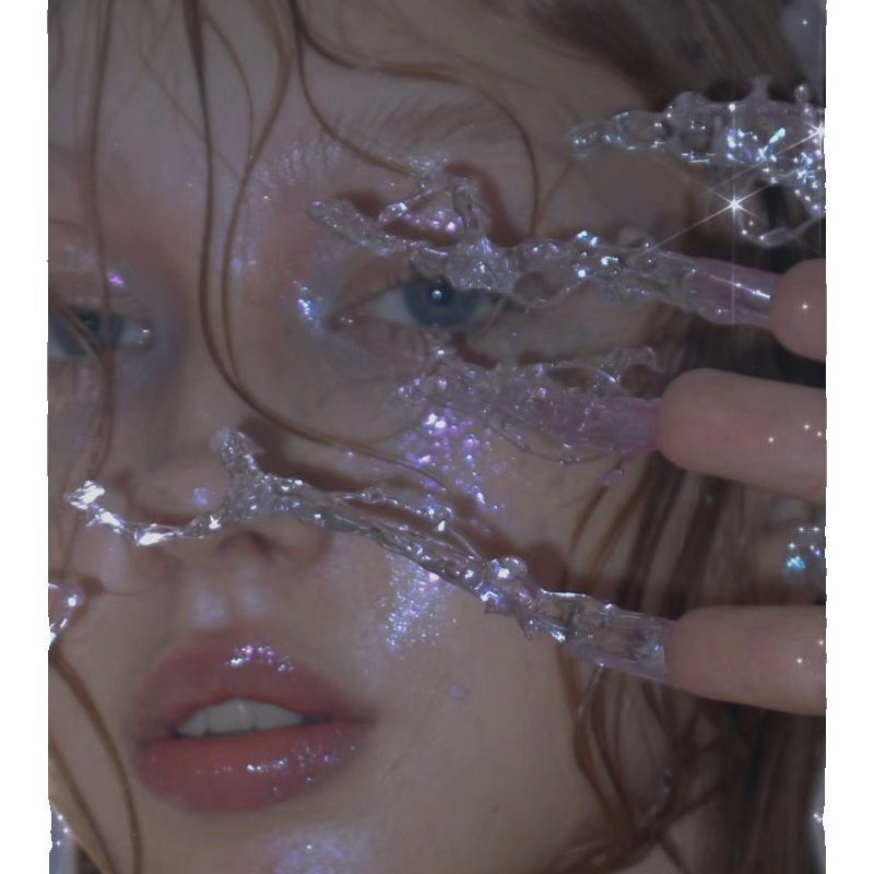 New long water droplet nail piece transparent water droplet wearing armor Internet celebrity shooting photo props hand jewelry fingernail decoration