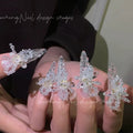 Nail art pure hand-worn nail ice transparent three-dimensional flower nail art pure hand-worn nail