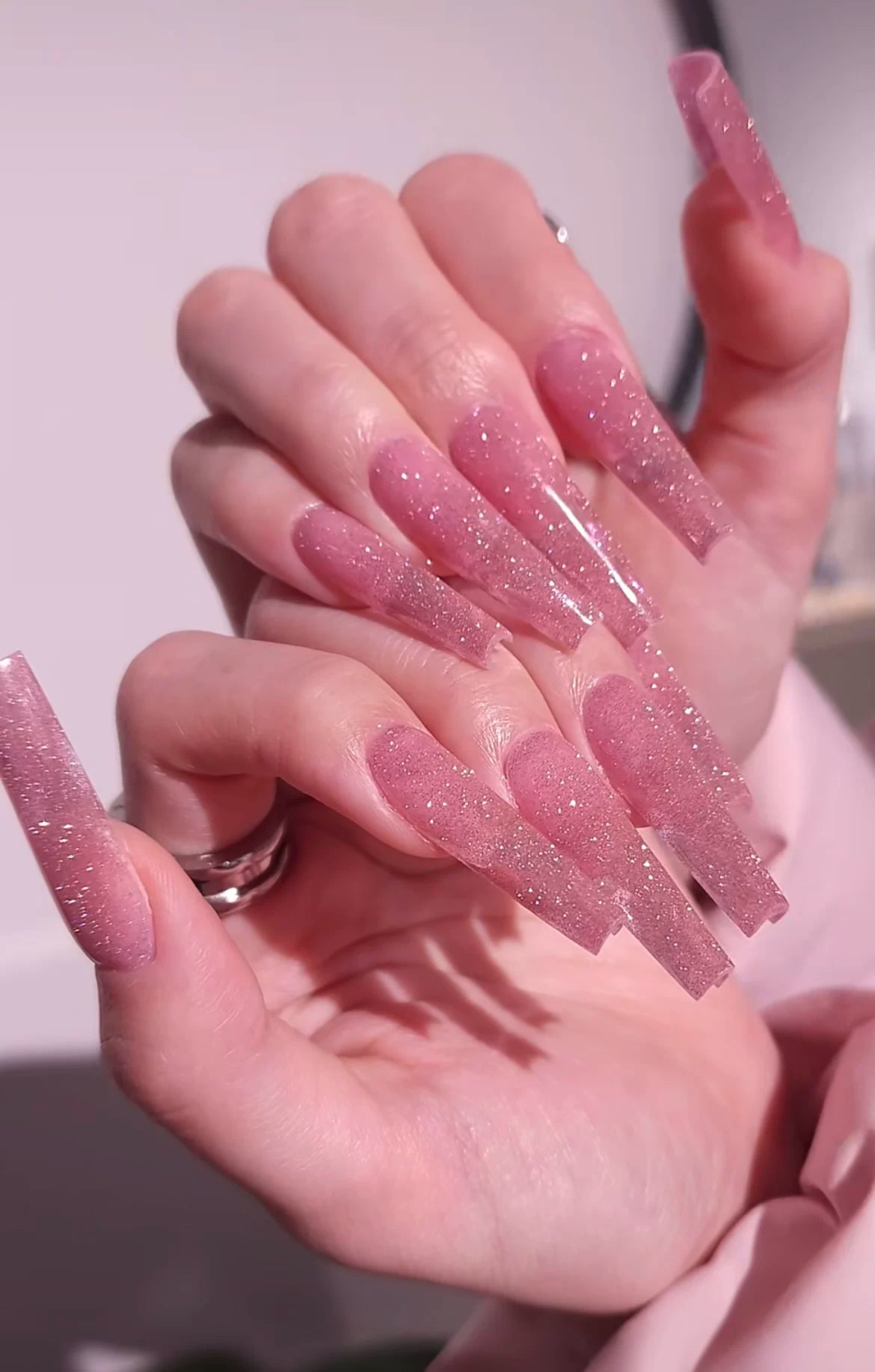 New year pink diamond european and american ins hot girl long manicure detachable reusable wearable handmade nails