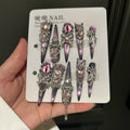 Handmade halloween press-on nails - original gradient pink luxury manicure, new collection, whitening, high-end cat eye effect