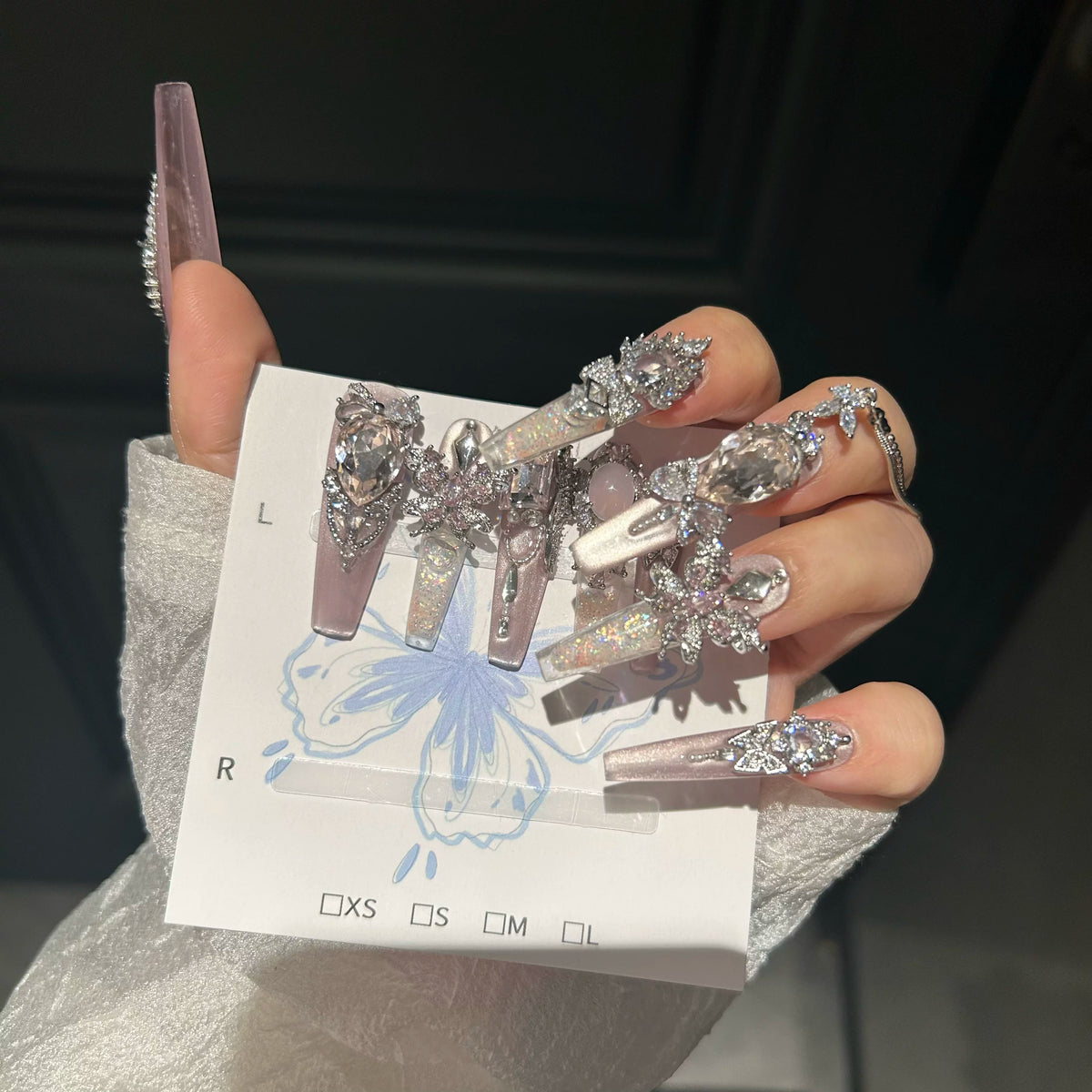 Liquid zirconia jewelry, handmade press-on nails, quicksand nail art, handmade original fairy style