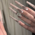Purely handmade wearing nail French cat eye manicure advanced nail piece