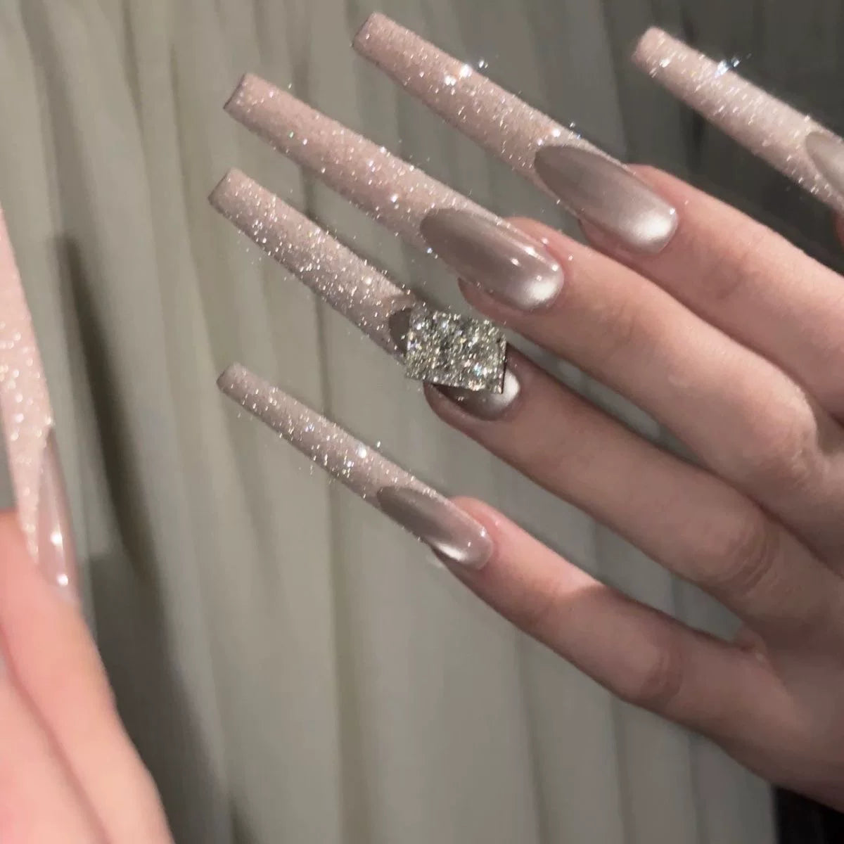 Purely handmade wearing nail French cat eye manicure advanced nail piece