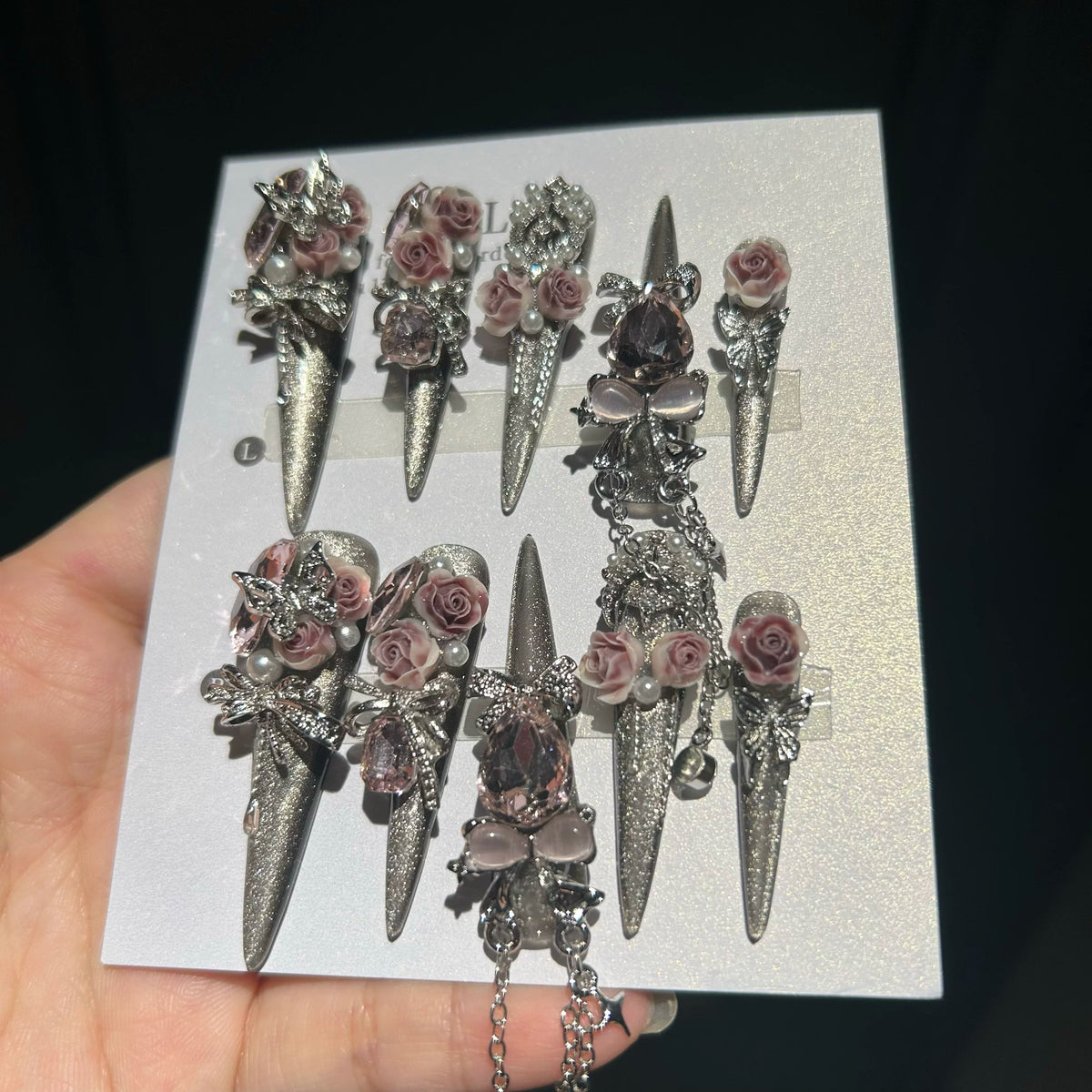 Heavy industry hot girl style purely handmade wearable nails new handmade nail art patch long nails