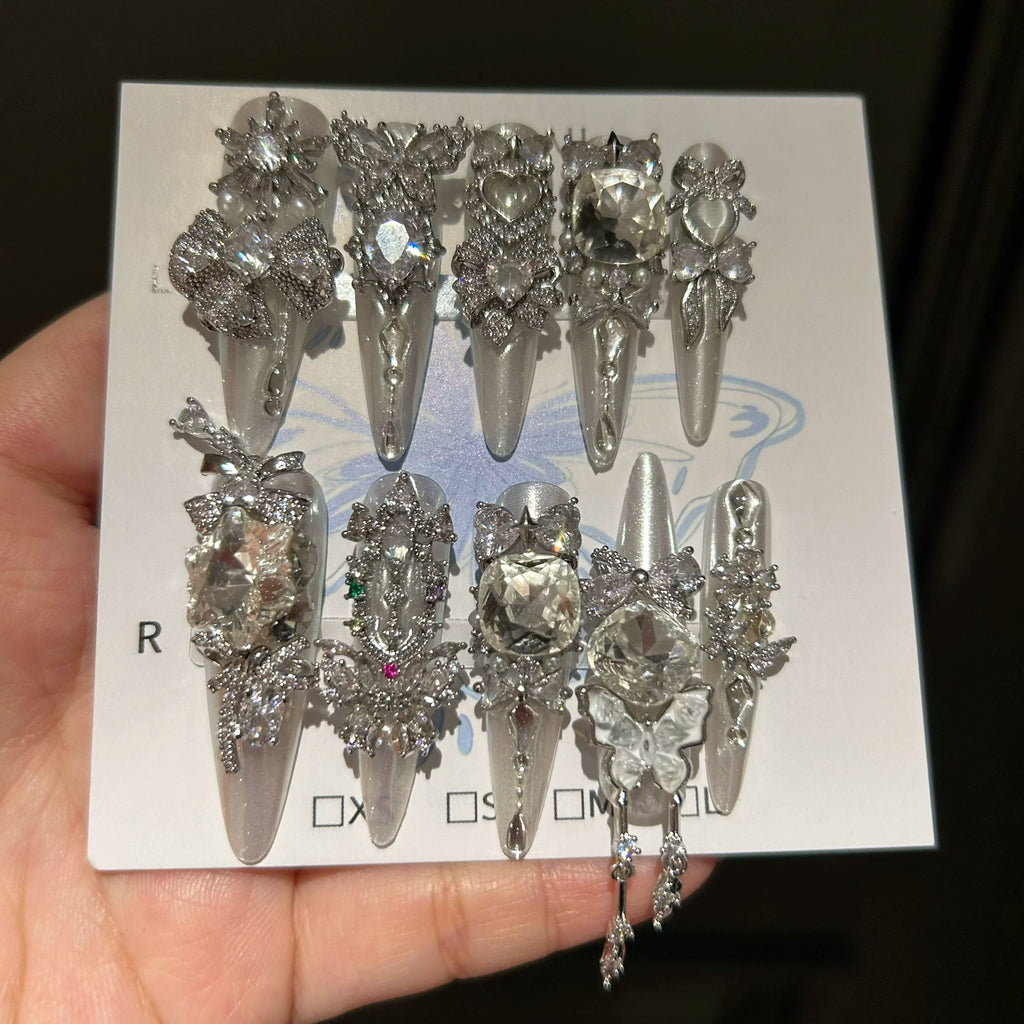 Milky way full zirconia dongzhou diamond niche design handmade press-on nails high-end heavy-duty full diamond handmade nail art