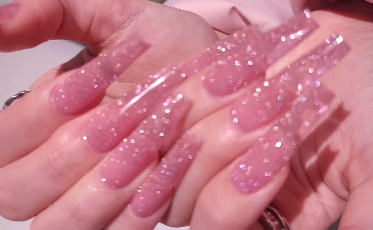 New year pink diamond european and american ins hot girl long manicure detachable reusable wearable handmade nails