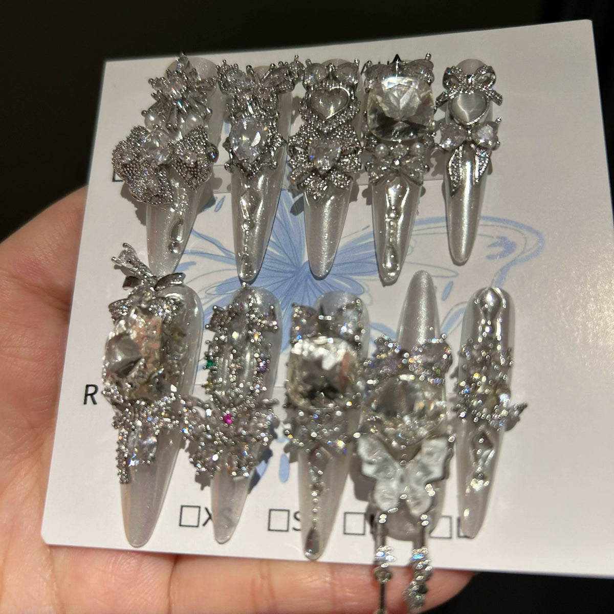 Milky way full zirconia dongzhou diamond niche design handmade press-on nails high-end heavy-duty full diamond handmade nail art