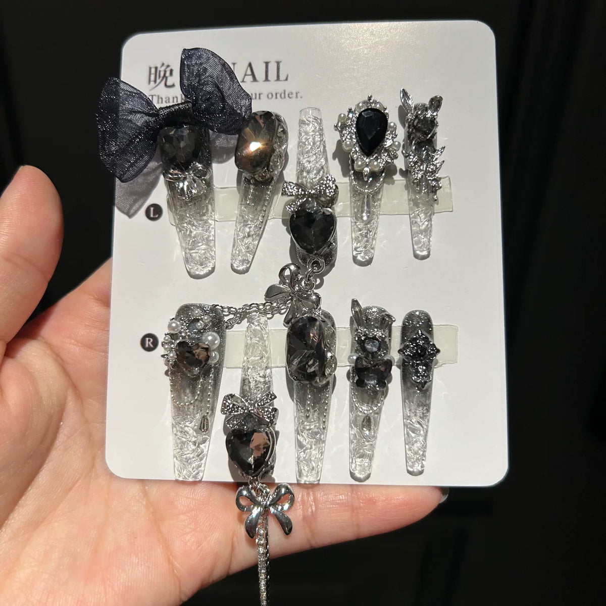 Original handmade wearable nails, crushed ice, pure desire style manicure, handmade exquisite butterfly heavy industry nails
