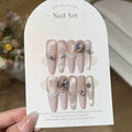 Handmade armor French ice-through naked pink cat's eye with diamonds Gentle pure desire manicure sticker