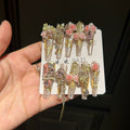 Pink girl original gold foil rose wearing nails cat eye butterfly rose white fairy long ladder