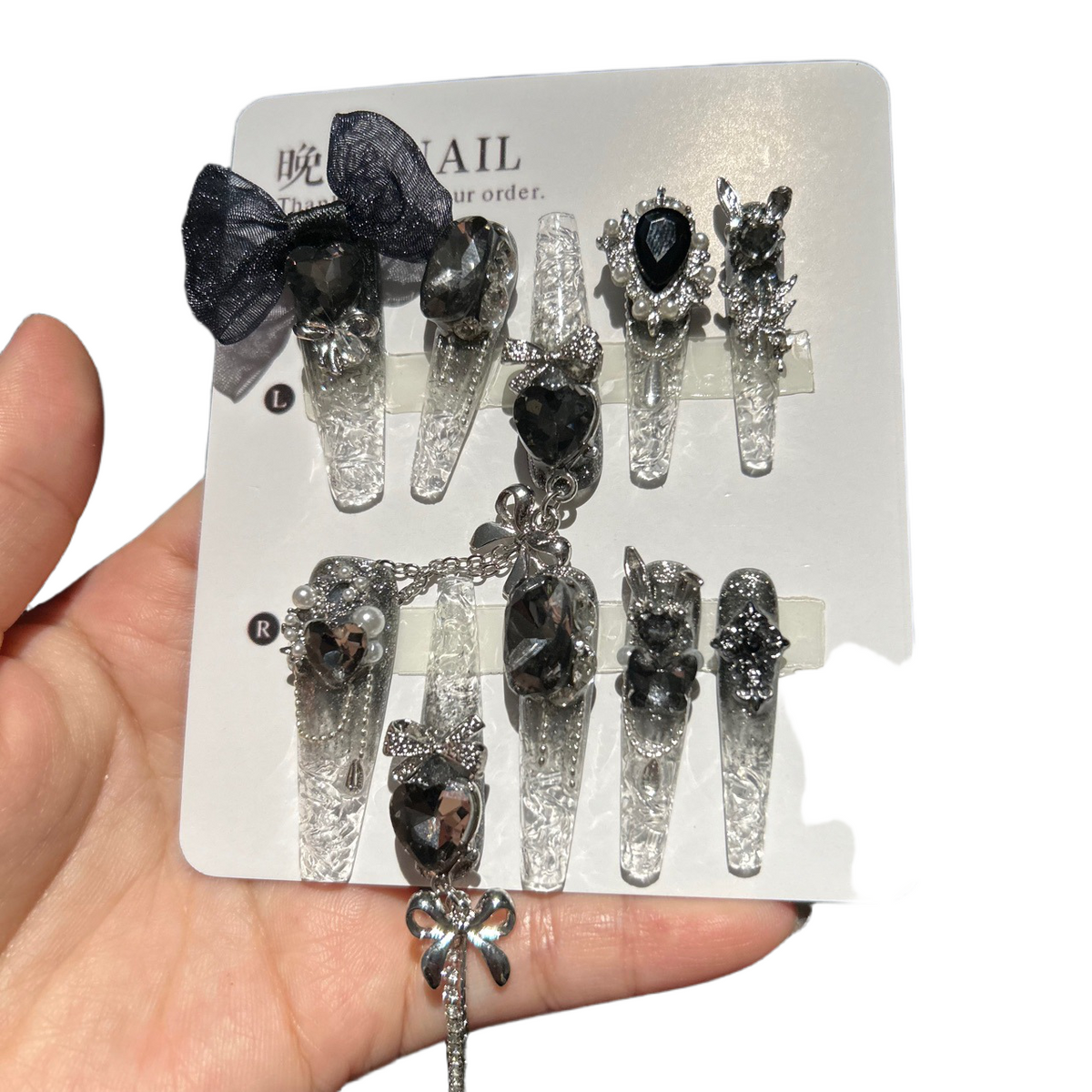 Original handmade wearable nails, crushed ice, pure desire style manicure, handmade exquisite butterfly heavy industry nails