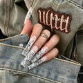 Pure hand-worn nail customization finished product, wearable nail art, European and American air duct square lace, pure desire design sense